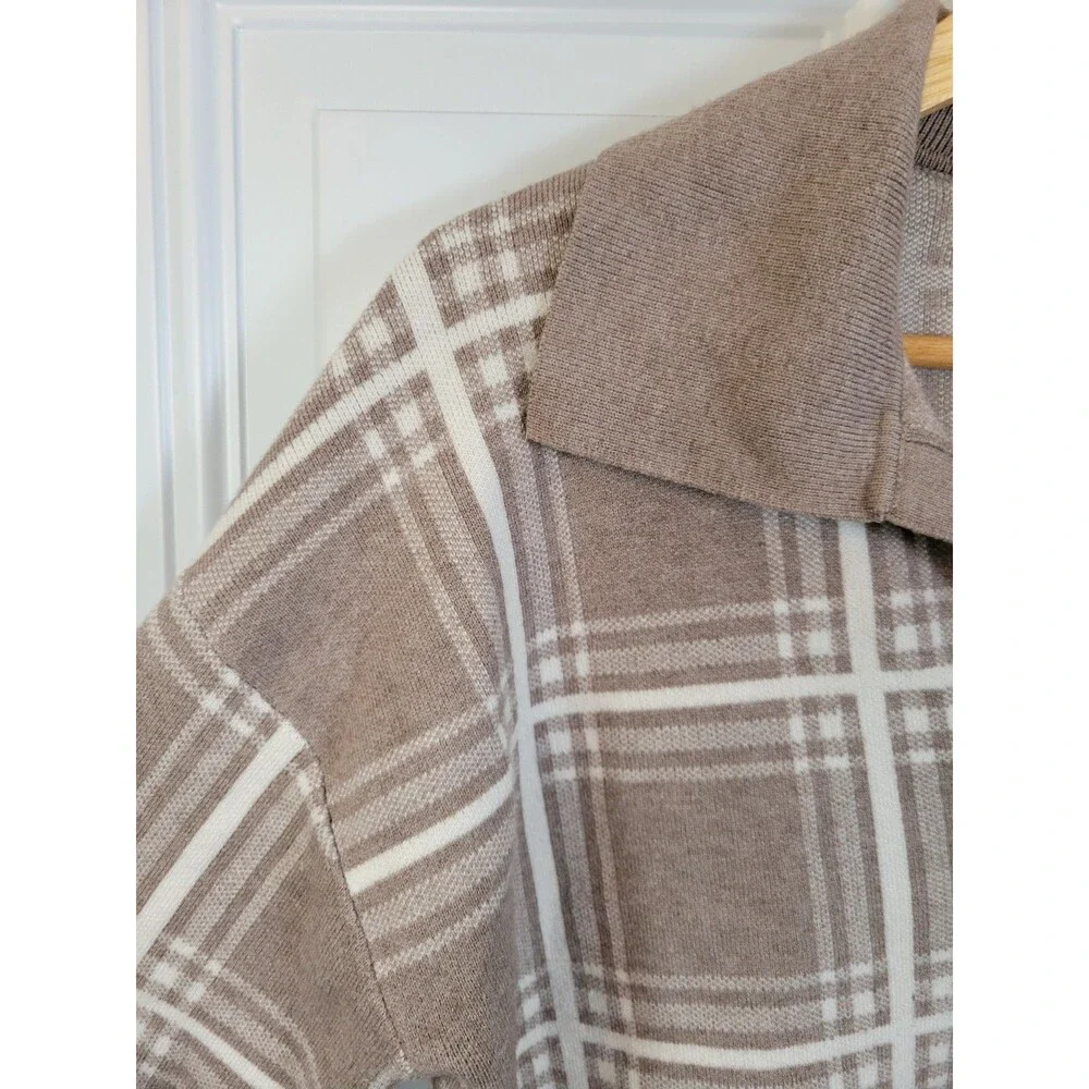 Max Studio Collared Plaid Sweater Size M Preppy Academia